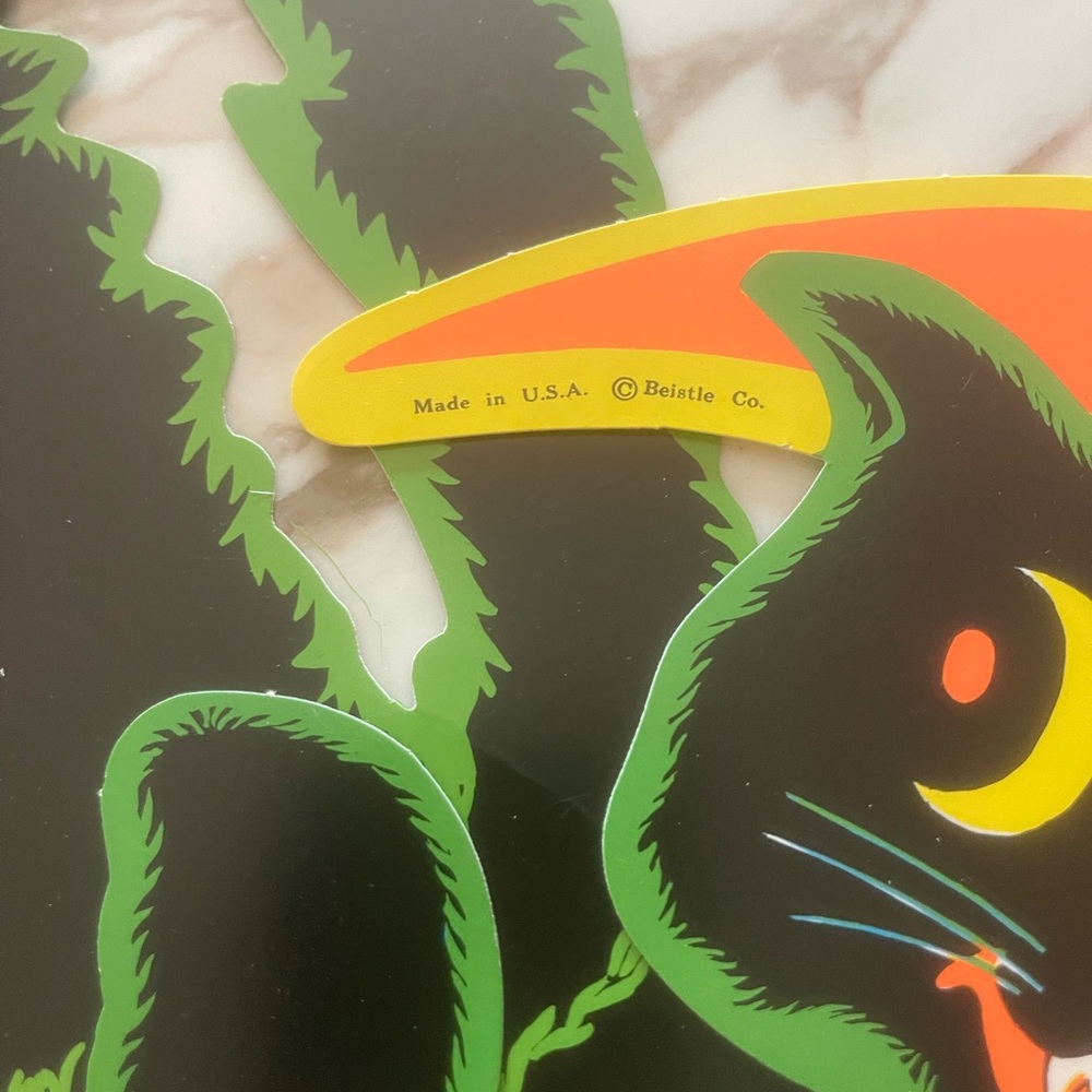 Beistle Black Cat and Moon - Lot of 2 - Vintage Halloween - Picture 2 of 4
